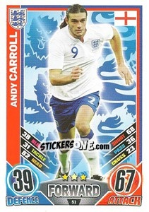 Sticker Andy Carroll - England 2012. Match Attax - Topps