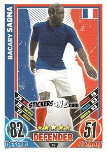 Sticker Bacary Sagna - England 2012. Match Attax n. 59 - Topps
