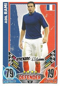 Sticker Adil Rami - England 2012. Match Attax n. 60 - Topps