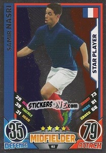 Sticker Samir Nasri - England 2012. Match Attax n. 62 - Topps