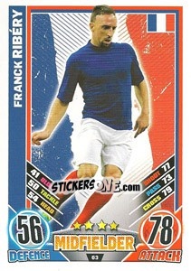 Sticker Franck Ribéry - England 2012. Match Attax n. 63 - Topps