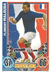 Sticker Florent Malouda - England 2012. Match Attax n. 64 - Topps