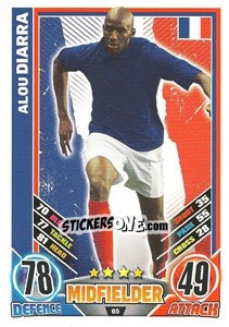 Sticker Alou Diarra - England 2012. Match Attax n. 65 - Topps