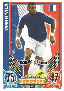 Sticker Yann M'Vila - England 2012. Match Attax n. 66 - Topps