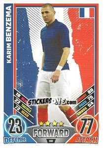 Sticker Karim Benzema - England 2012. Match Attax n. 68 - Topps
