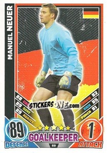 Sticker Manuel Neuer - England 2012. Match Attax n. 69 - Topps