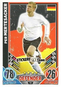 Sticker Per Mertesacker - England 2012. Match Attax n. 72 - Topps