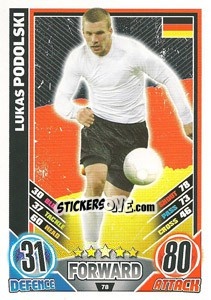 Sticker Lukas Podolski - England 2012. Match Attax n. 78 - Topps