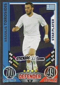 Sticker Vasilis Torosidis - England 2012. Match Attax - Topps