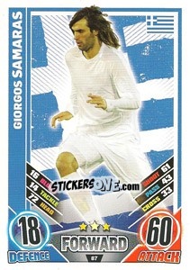 Sticker Giorgos Samaras - England 2012. Match Attax n. 87 - Topps