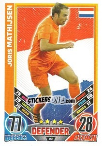 Sticker Joris Mathijsen - England 2012. Match Attax n. 90 - Topps