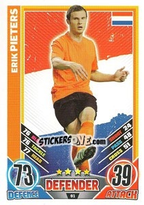 Sticker Erik Pieters - England 2012. Match Attax - Topps