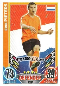 Sticker Erik Pieters - England 2012. Match Attax n. 91 - Topps