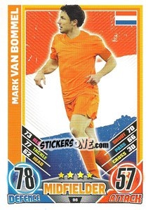 Sticker Mark van Bommel - England 2012. Match Attax n. 96 - Topps