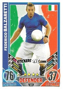 Sticker Federico Balzaretti - England 2012. Match Attax - Topps