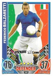 Sticker Federico Balzaretti - England 2012. Match Attax n. 103 - Topps