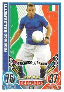 Cromo Federico Balzaretti - England 2012. Match Attax - Topps