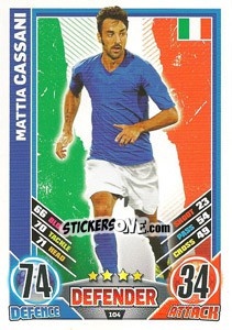 Sticker Mattia Cassani - England 2012. Match Attax - Topps