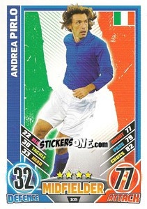 Sticker Andrea Pirlo - England 2012. Match Attax n. 105 - Topps