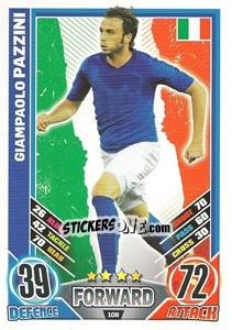 Figurina Giampaolo Pazzini - England 2012. Match Attax - Topps