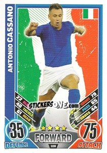 Sticker Antonio Cassano - England 2012. Match Attax n. 109 - Topps
