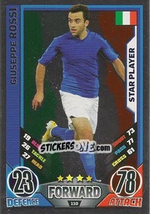 Sticker Giuseppe Rossi - England 2012. Match Attax n. 110 - Topps