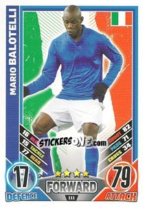 Sticker Mario Balotelli - England 2012. Match Attax n. 111 - Topps