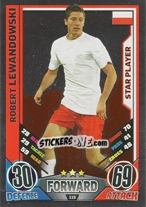 Sticker Robert Lewandowski - England 2012. Match Attax n. 115 - Topps