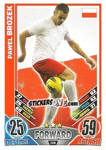 Figurina Pawel Brozek - England 2012. Match Attax - Topps