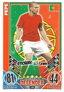 Sticker Pepe - England 2012. Match Attax n. 118 - Topps