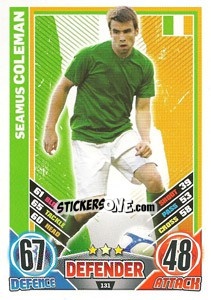Sticker Seamus Coleman - England 2012. Match Attax n. 131 - Topps