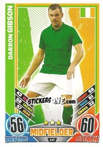 Sticker Darron Gibson - England 2012. Match Attax - Topps