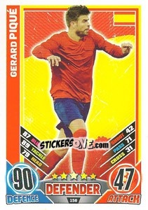 Sticker Gerard Pique - England 2012. Match Attax n. 158 - Topps