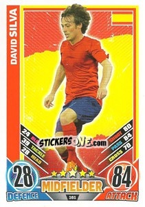 Sticker David Silva - England 2012. Match Attax n. 161 - Topps