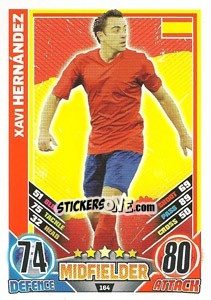 Sticker Xavi Hernández - England 2012. Match Attax n. 164 - Topps