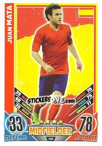 Sticker Juan Mata - England 2012. Match Attax n. 165 - Topps