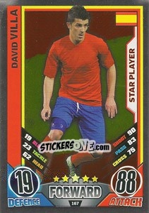 Sticker David Villa - England 2012. Match Attax n. 167 - Topps