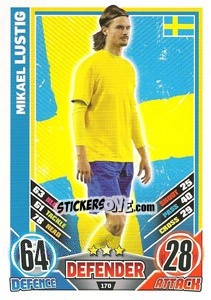 Sticker Mikael Lustig - England 2012. Match Attax n. 170 - Topps