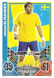 Sticker Johan Elmander - England 2012. Match Attax n. 176 - Topps