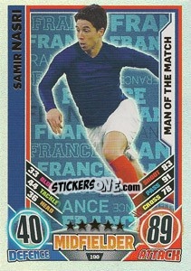 Sticker Samir Nasri - England 2012. Match Attax n. 190 - Topps