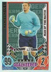 Sticker Manuel Neuer - England 2012. Match Attax n. 191 - Topps