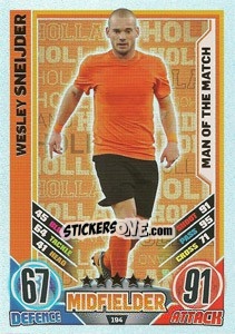 Sticker Wesley Sneijder - England 2012. Match Attax n. 194 - Topps