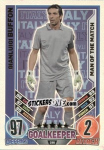 Sticker Gianluigi Buffon - England 2012. Match Attax n. 196 - Topps