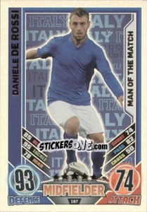 Sticker Daniele De Rossi - England 2012. Match Attax n. 197 - Topps