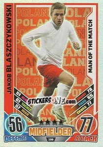 Figurina Jakub Blaszczykowski - England 2012. Match Attax - Topps