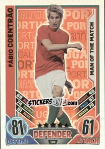 Sticker Fabio Coentrao - England 2012. Match Attax - Topps