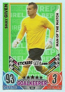 Sticker Shay Given - England 2012. Match Attax n. 201 - Topps