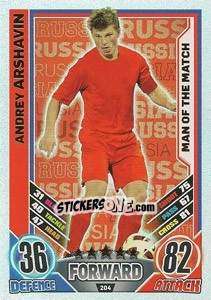 Sticker Andrey Arshavin - England 2012. Match Attax - Topps