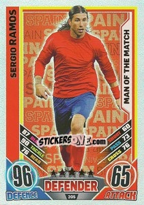 Sticker Sergio Ramos - England 2012. Match Attax n. 205 - Topps