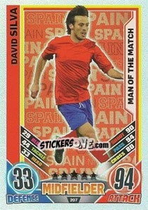 Sticker David Silva - England 2012. Match Attax - Topps